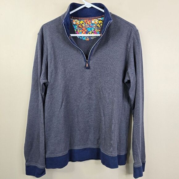 Robert Graham Mens Classic Fit Long Sleeve Q-Zip Pullover Medium - Picture 1 of 7